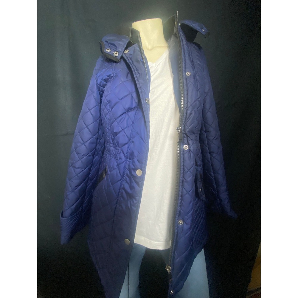 Covington Women's Quilted Jacket / Coat (Blue, Snap & Zip Front)
